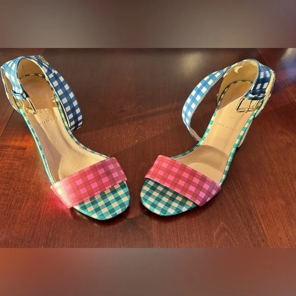 J. Crew Multicolor Gingham Block Heel Sandals - Picture 4 of 10